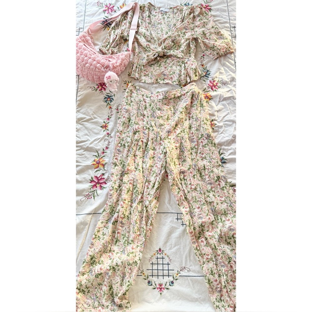 Cute floral matching silky set